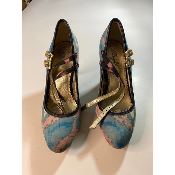 Anthropologie Miss Albright Specialty Ikat Heels Double Strap Size 7 - Picture 2 of 9